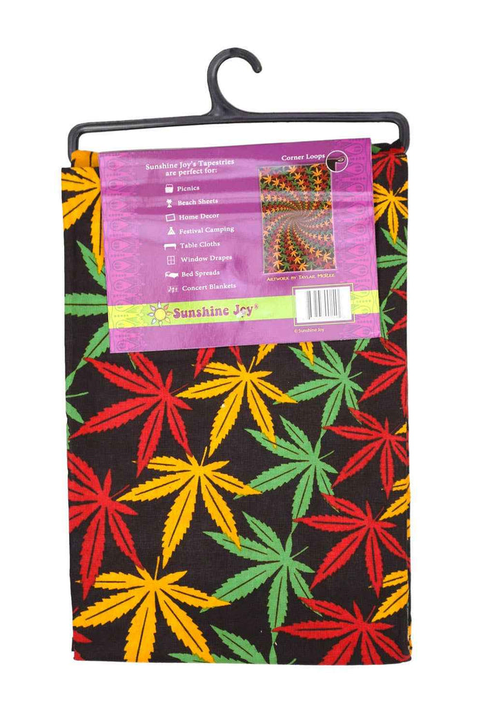 3D Tapestry Rasta Leaf Spiral Hanger Packaged Tapestries: 60x90 inches