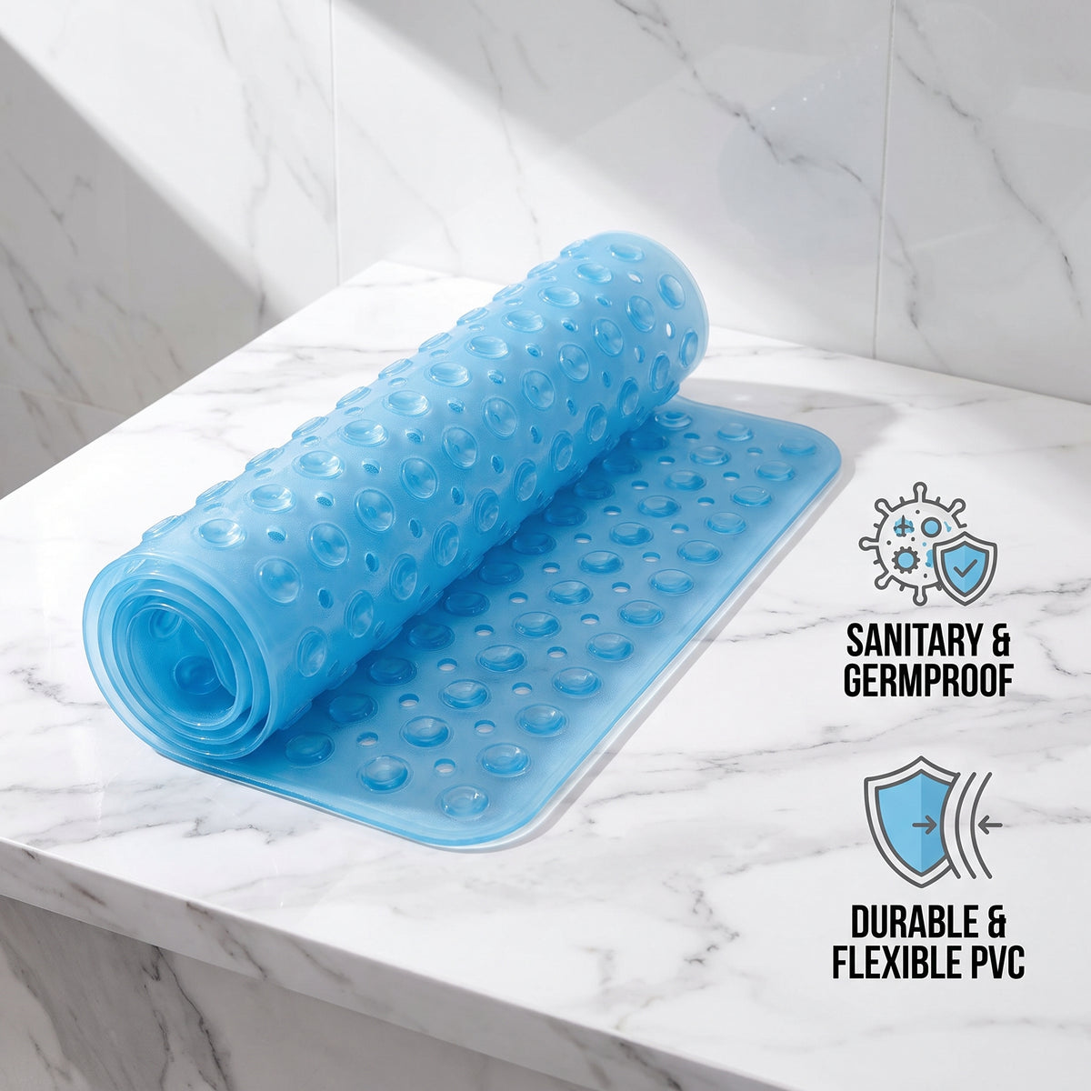 Extended Bathtub FloorMat - Premium PVC Safety Mat with Massage Points for Home Spa Comfort