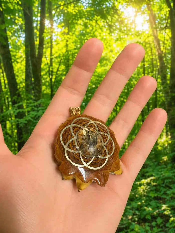 Black Rutile Seed of Life Pinecone Pendant | Handmade PNW Jewelry | #19