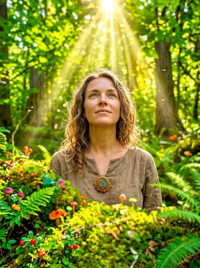 Crushed Opal Pendant: Handcrafted Spiral Pinecone Jewelry for Nature Lovers
