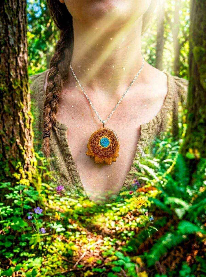 Crushed Opal Pinecone Pendant - Unique Nature-Inspired Jewelry