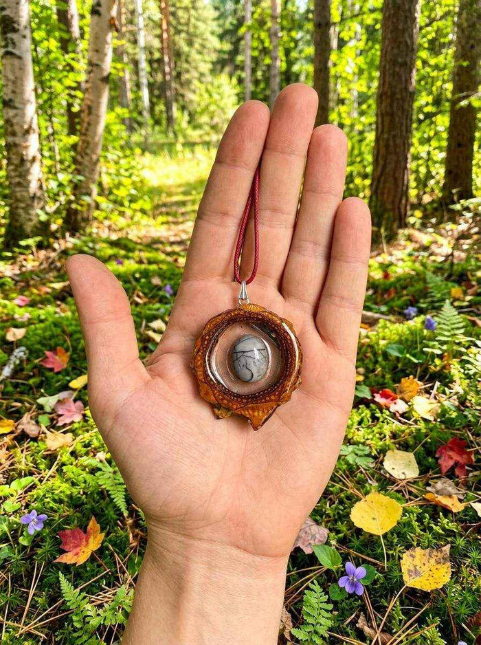 Elevate Your Style with Unique White Howlite Jewelry – Handmade Pinecone Pendant