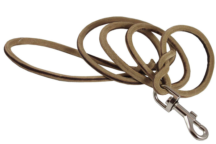 Genuine Leather Rope Leash 4ft Long 1/4" Diam for Medium dogs.