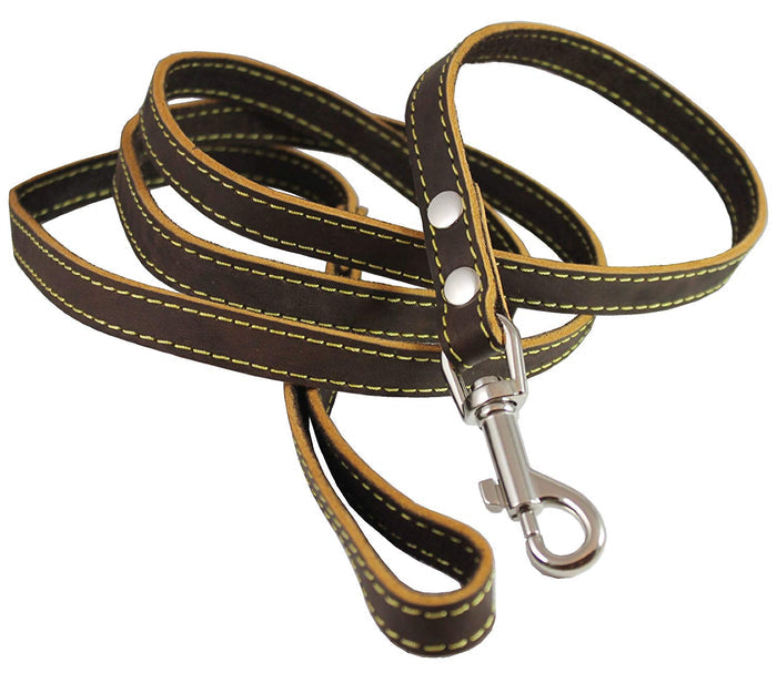 Genuine Thick Leather Dog Leash 5/8" Wide 6 Ft, Medium, Large