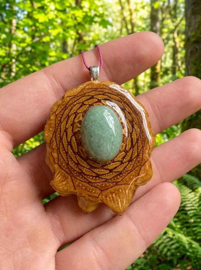 Green Aventurine Necklace - Handmade Pinecone Pendant for Nature Lovers