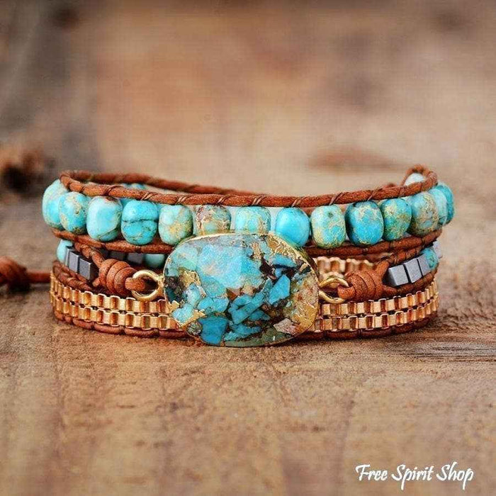 Handmade Turquoise Howlite Wrap Bracelet
