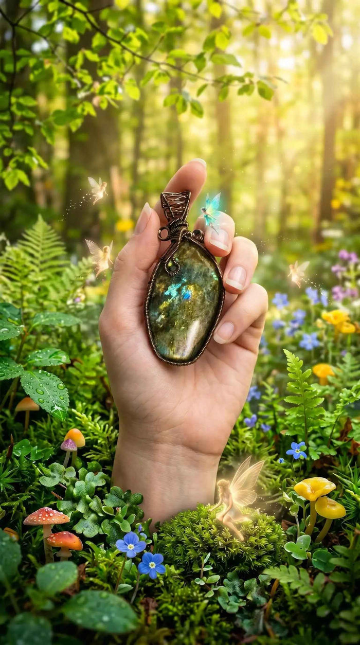 Labradorite Wire Wrap Pendant | Handmade PNW Jewelry | Crystal healing pendant | #10