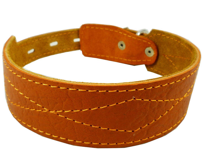 Real Leather Tapered Dog Collar 1.75" Wide, Fits 15"-19" Neck, Medium