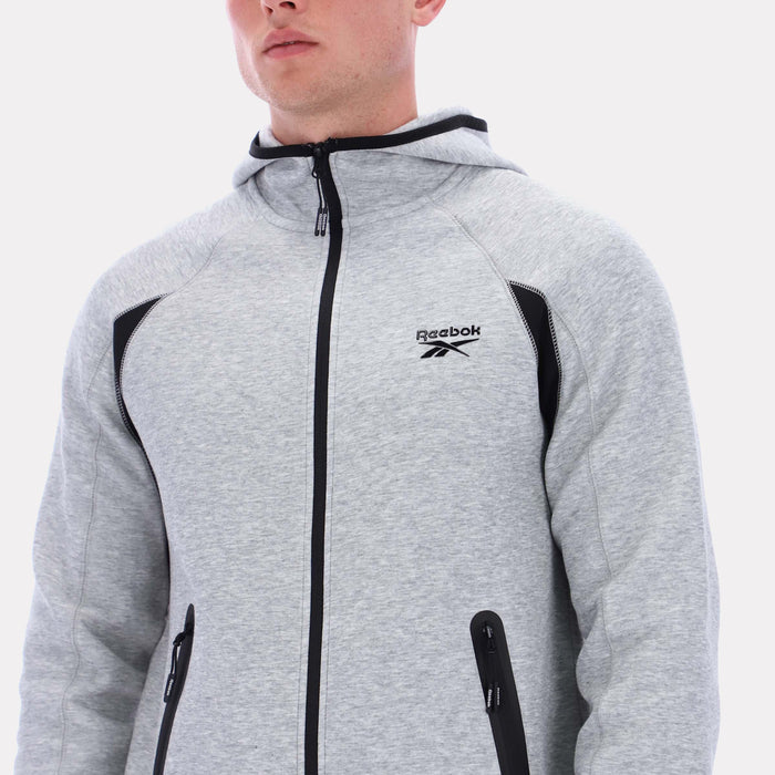 Reebok Apparel Men Reebok Contrast Panel Zip Hoodie GREY MARL