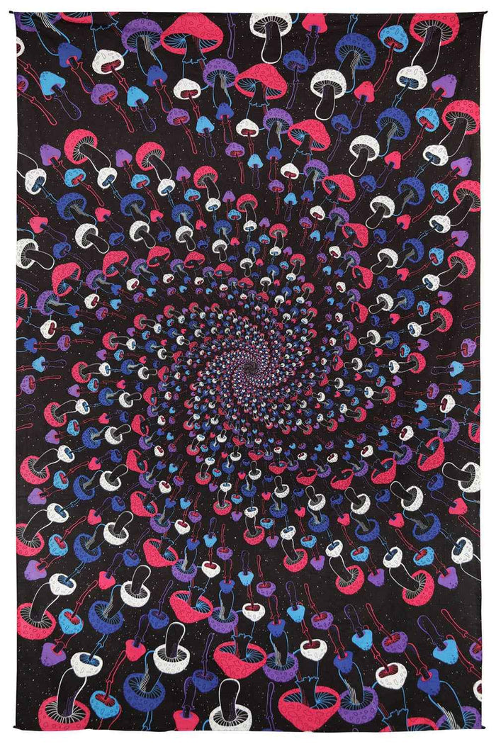 3D Glow in the Dark Tapestry Mushroom Spiral Tapestries: 60x90 inches