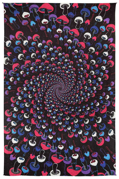 3D Glow in the Dark Tapestry Mushroom Spiral Tapestries: 60x90 inches