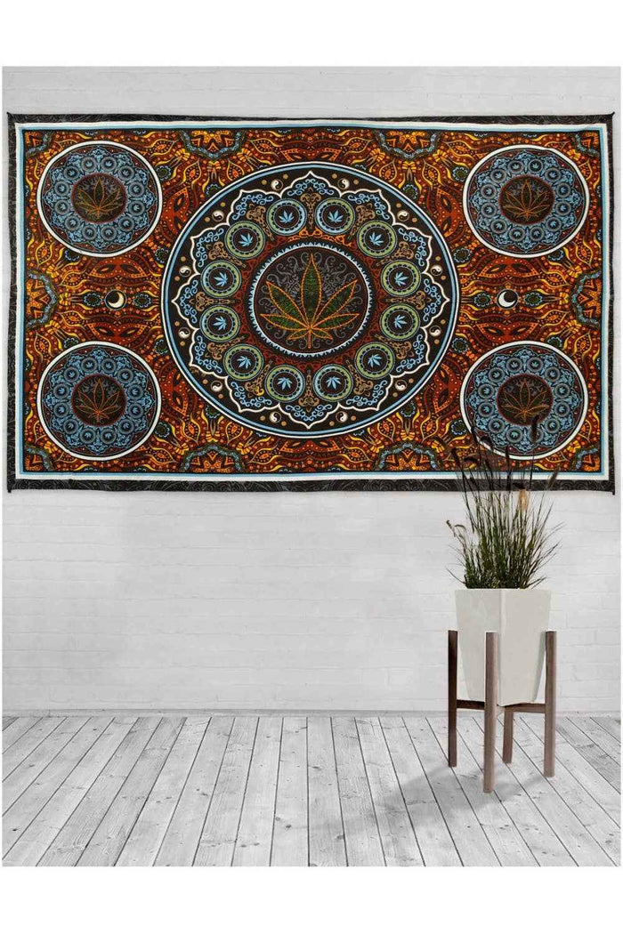 3D Tapestry Leaf Circles Smoke Shop Packaged Tapestries Loop: 90x60 inches