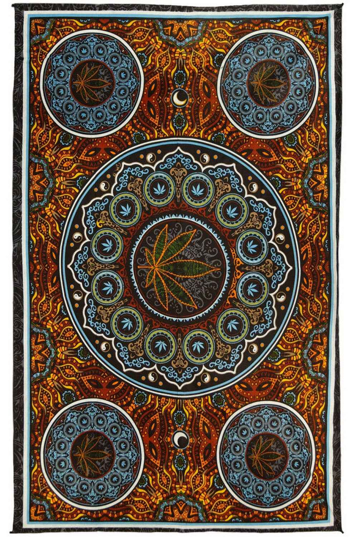 3D Tapestry Leaf Circles Smoke Shop Packaged Tapestries Loop: 90x60 inches