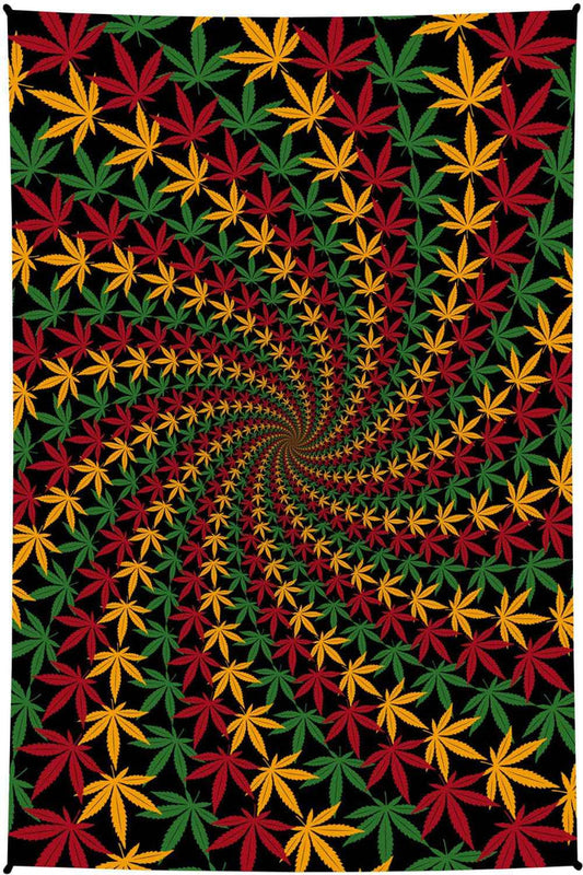 3D Tapestry Rasta Leaf Spiral Hanger Packaged Tapestries: 30x45 inches