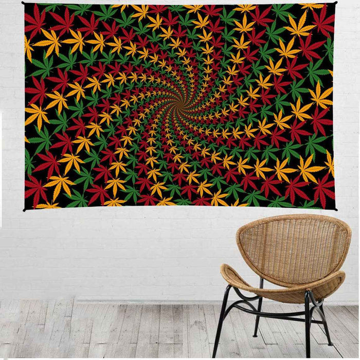 3D Tapestry Rasta Leaf Spiral Hanger Packaged Tapestries: 30x45 inches