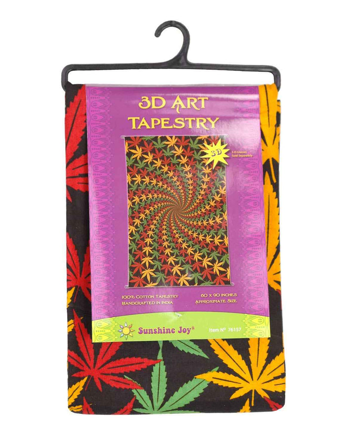 3D Tapestry Rasta Leaf Spiral Hanger Packaged Tapestries: 60x90 inches