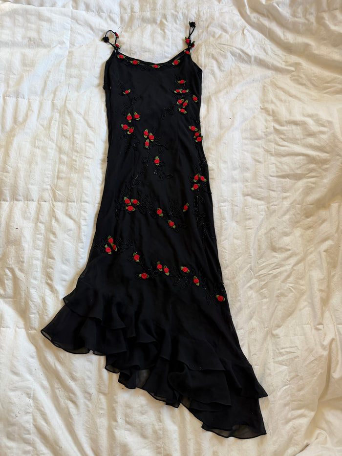 adorable   beaded asymmetrical  dress