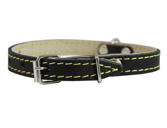 Black Real Leather Dog Collar 9.5"-13" Neck Size, 1/2" Wide Yorkshire Terrier, Puppies