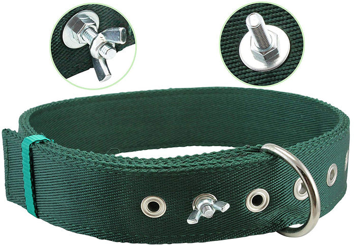 Bolted Heavy Duty Extra Wide Triple Layer Dog Collar for Medium to Large 15"-19" Neck 1.6" Wide