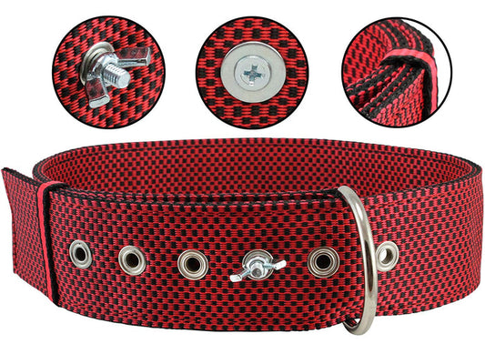 Bolted Heavy Duty Extra Wide Triple Layer Tie Out Dog Collar for XLarge Dogs 20"-24" Neck, 2" Wide