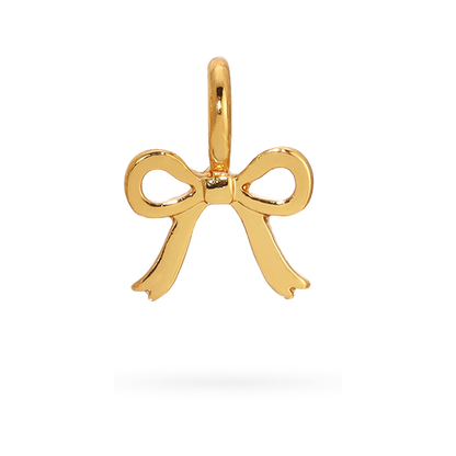 A golden bow-shaped pendant with a circular loop at the top.