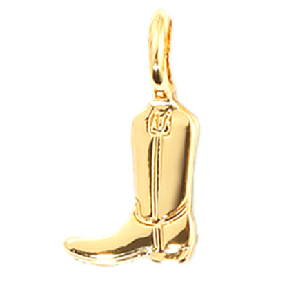 A shiny gold cowboy boot charm.