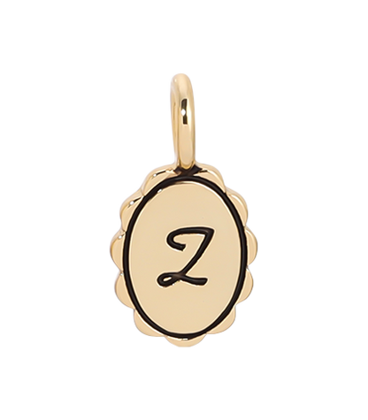 Gold charm with the letter 'Z'.