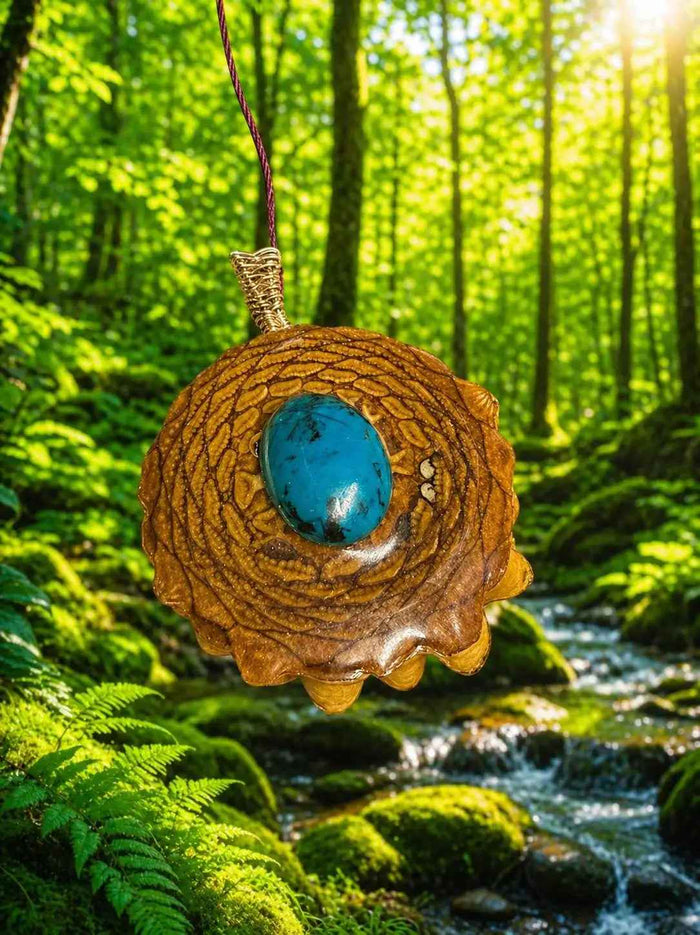 Chrysocolla Pinecone Pendant | Handmade PNW Jewelry | #55
