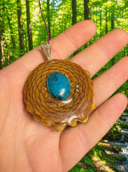 Chrysocolla Pinecone Pendant | Handmade PNW Jewelry | #55