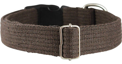 Cotton Web Adjustable Dog Collar with Locking Device 4 Sizes Brown