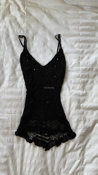 crochet sequin top