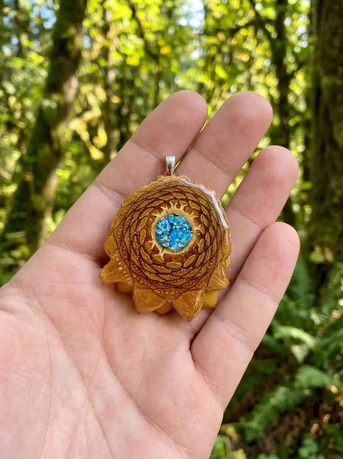 Crushed Opal Pinecone Pendant - Unique Nature-Inspired Jewelry