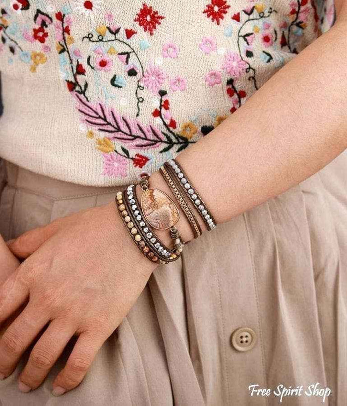 Earthy Jasper Bead Wrap Bracelet