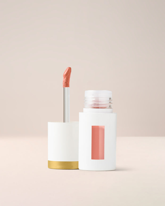 EM Cosmetics Everglass Lip Dew in Dream, a soft rose high-shine gloss for a glassy, long-lasting, vinyl-like finish.