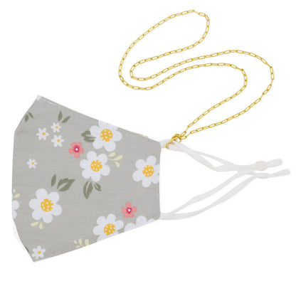 Gray Floral (Mask & Chain)