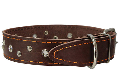 Genuine Leather Dog Collar Studded 1.5" Wide, 16.5"-20" Neck