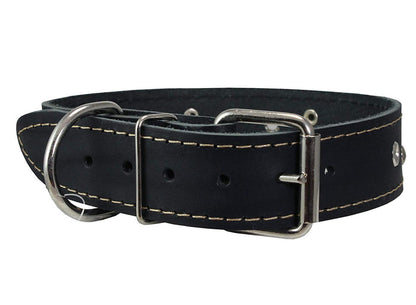 Genuine Leather Dog Collar Studded 1.5" Wide, 16.5"-20" Neck