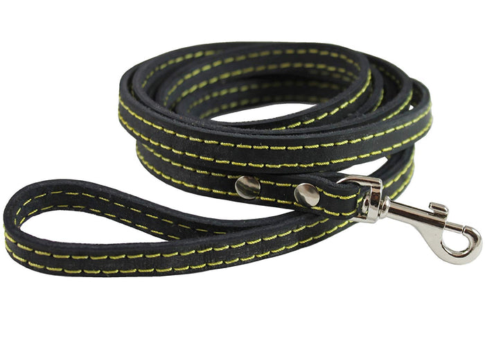 Genuine Leather Dog Leash 1/2" Wide 6 Ft, Small Breeds