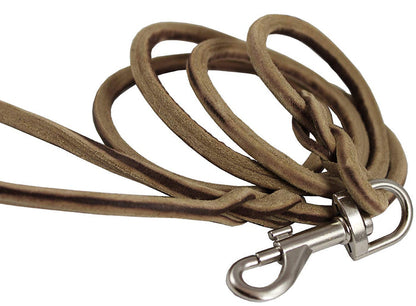Genuine Leather Rope Leash 4ft Long 1/4" Diam for Medium dogs.