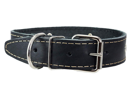 Genuine Leather Studded Dog Collar, 1.25" Wide. Fits 16"-19" Neck
