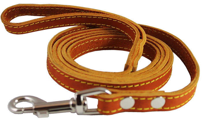 Genuine Thick Leather Classic Dog Leash 5/8" Wide 6 Ft, Medium, Large