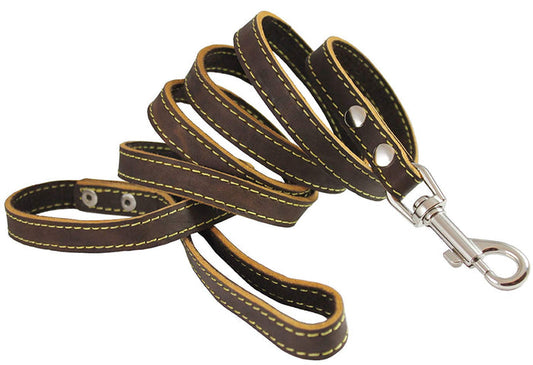 Genuine Thick Leather Dog Leash 5/8" Wide 6 Ft, Medium, Large