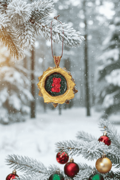 Golden Bear Resin Pinecone Ornament | Handmade Holiday Forest Decor | PNW Nature Art - Smokin Resin Company
