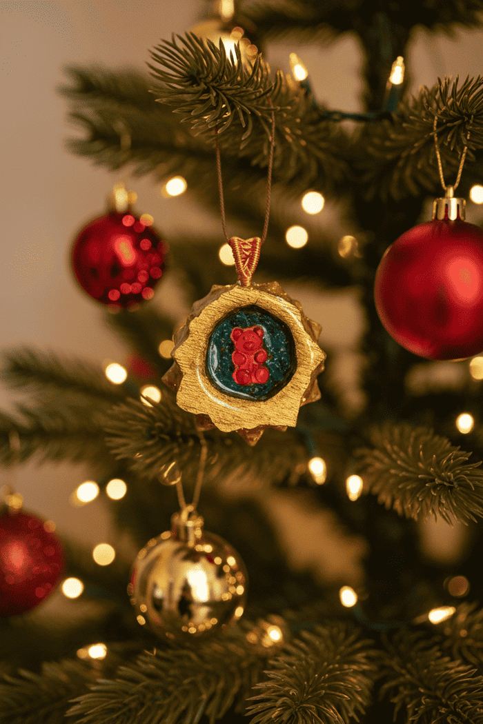 Golden Bear Resin Pinecone Ornament | Handmade Holiday Forest Decor | PNW Nature Art - Smokin Resin Company