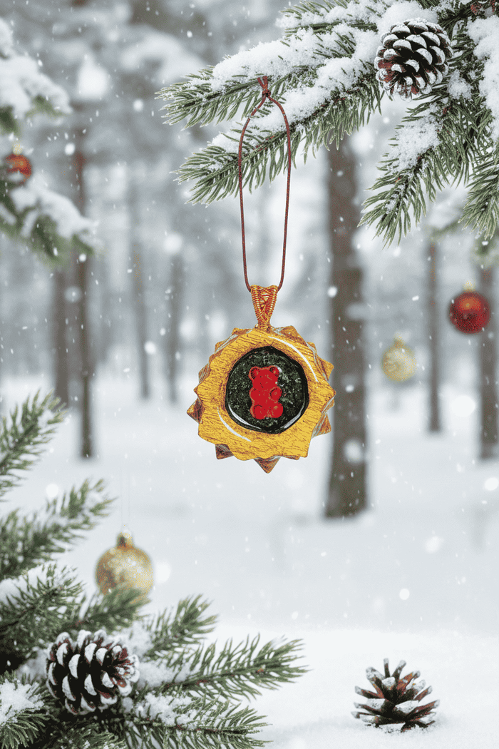 Golden Bear Resin Pinecone Ornament | Handmade Holiday Forest Decor | PNW Nature Art - Smokin Resin Company