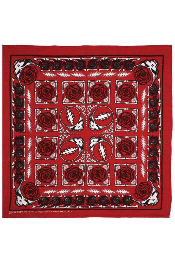 Grateful Dead Syf & Roses Bandana Red 22x22