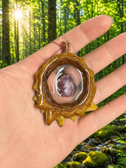 Handcrafted Necklace | Unique Lepidolite Pendant for Nature Lovers