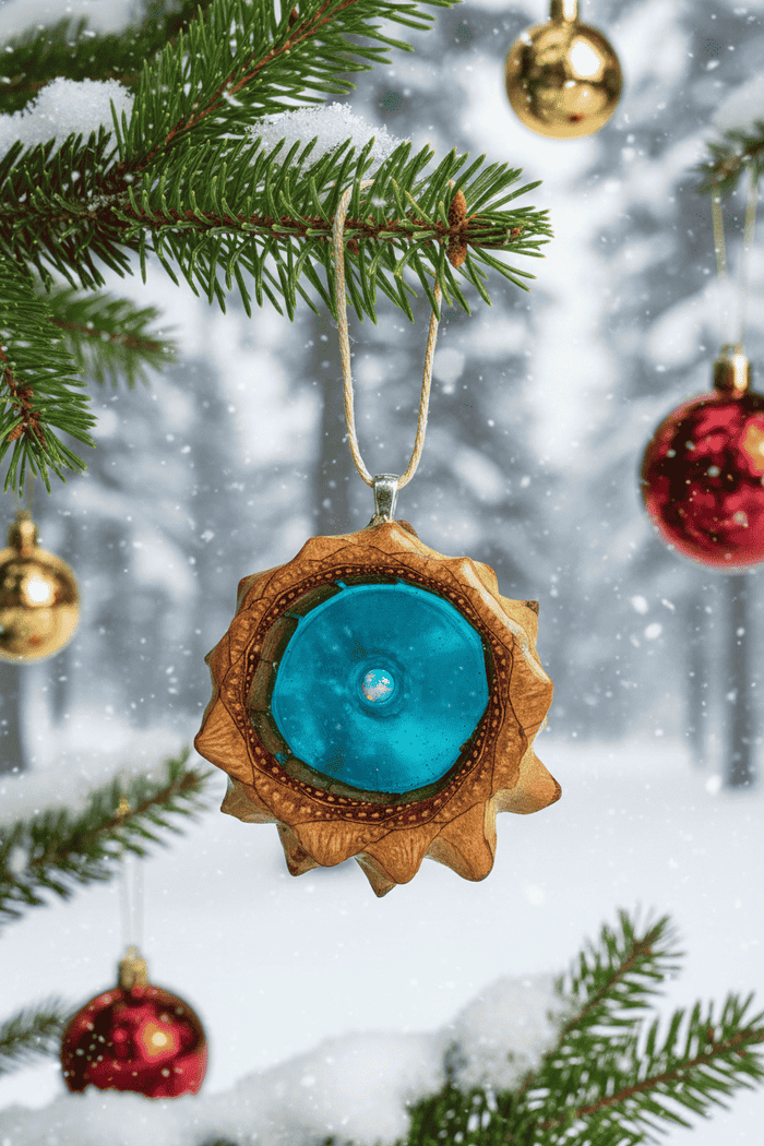Lake of Fire Opal Resin Pinecone Ornament | Handmade Holiday Forest Decor | PNW Nature Art - Smokin Resin Company