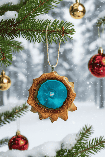 Lake of Fire Opal Resin Pinecone Ornament | Handmade Holiday Forest Decor | PNW Nature Art - Smokin Resin Company