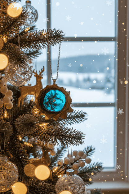 Lake of Fire Opal Resin Pinecone Ornament | Handmade Holiday Forest Decor | PNW Nature Art - Smokin Resin Company